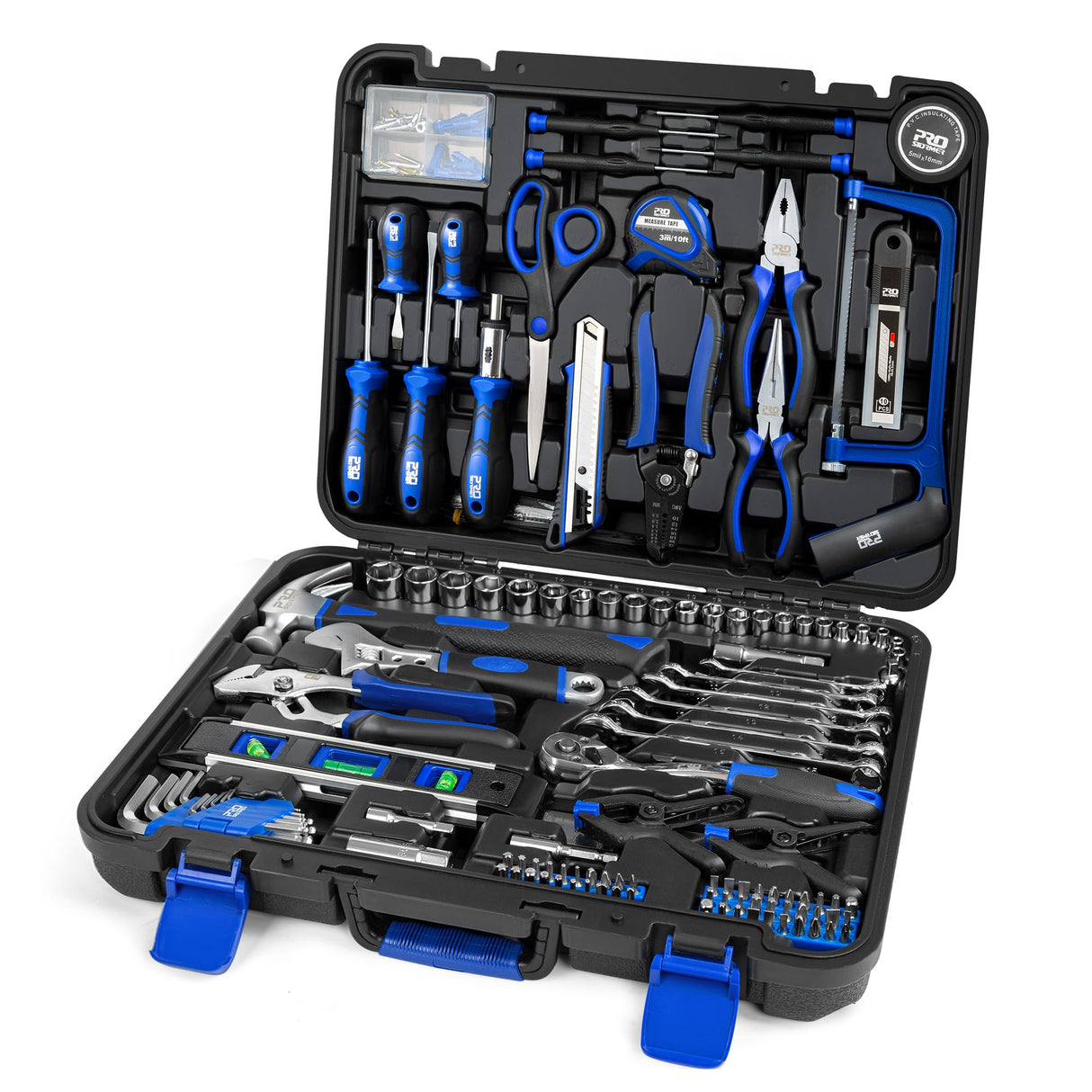 Prostormer 259-Piece Tool Kit, General Household Tool Set with Plastic Storage Toolbox, Portable Home/Auto Repair Tool Box with Essential Tools for Men and Women Prostormer