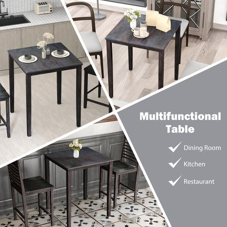 Giantex Square Dining Table with Solid Wood Frame, 220lbs Capacity, 30"x30"x36" Kitchen Table for 4-Person, Counter Height Bar Tables for Small Space, Dining Room, Living Room, Pub, Apartment, Grey Giantex