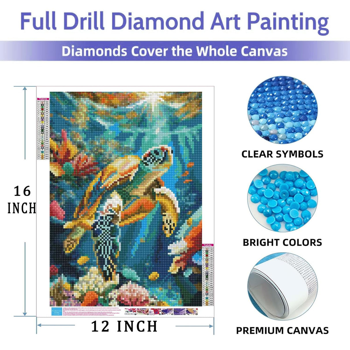 Lovepefe Sea Turtle Diamond Art Painting Kits for Adults Paint with Diamond Kit for Beginners DIY Full Drill Gem Art Home Wall Decor 12 X 16 Inch Lovepefe