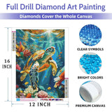Lovepefe Sea Turtle Diamond Art Painting Kits for Adults Paint with Diamond Kit for Beginners DIY Full Drill Gem Art Home Wall Decor 12 X 16 Inch Lovepefe