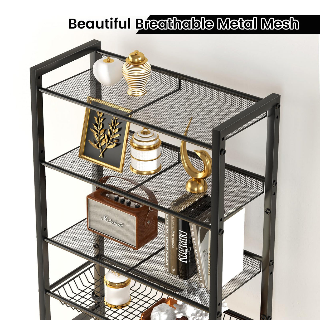 IFELS Over The Toilet Storage Cabinet, Over Toilet Bathroom Organizer Shelf 4 Tier Large Capacity, Sturdy Space Saving Bathroom Shelves Over Toilet Storage, Pre Drilled Holes, Easy to Assemble(Black) IFELS