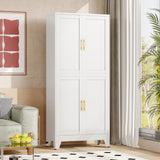 winiowa 75" Tall Kitchen Pantry Cabinet, Metal Storage Cabinet with Doors and Adjustable Shelves, White Freestanding Pantry Cabinet for Kitchen, Dining Room, Living Room, Laundry Room, Bathroom winiowa