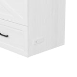 Bellemave Queen Size Murphy Bed, Cabinet Bed with Charging Station and Storage, Farmhouse Murphy Cabinet with Foldable Panel, Noisy Free, for Guest Bedroom, Living Room, Office, White Bellemave