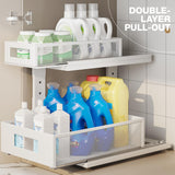 Corbyles 2 Pack Under Sink Organizer With Next-Gen Ball-Bearing Slides,2-Tier Pull Out Cabinet Storage,Height Adjustable Drawer Shelf for Bathroom,Kitchen,Laundry,Cabinet,Pantry(Patent Pending) Corbyles