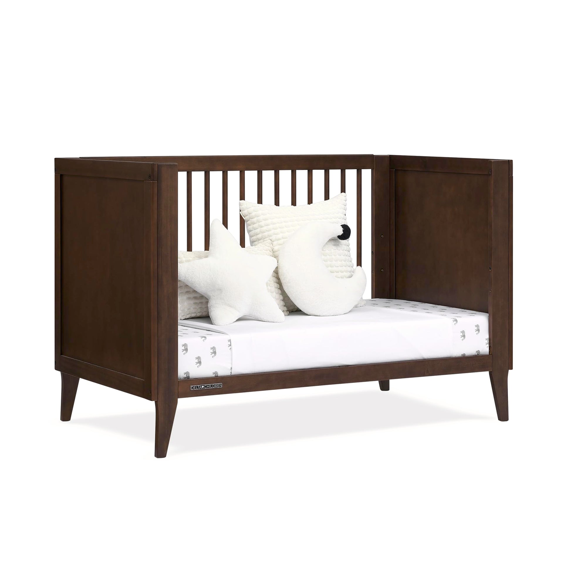 Delta Children Ollie 4-in-1 Convertible Crib - Greenguard Gold Certified, Walnut Espresso - WoodArtSupply