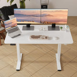 LongKe Electric Standing Desk Adjustable Height, Stand up Home Office Desk, 55x24 Inches Sit Stand Desk with Memory Preset, White LongKe
