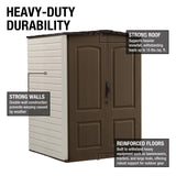 Rubbermaid Medium Vertical Resin Outdoor Storage Shed With Floor (5 x 4 Ft), Weather Resistant, Brown, Organization for Home/Backyard/Pool/Garden/Lawn Tools Rubbermaid