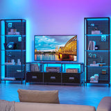 Saudism Glass Display Shelf for Collectibles, LED Black Shelf, Curio Cabinet, Lighted Tall Narrow Shelf with Pegboard Steel Frame for Gaming Room, Floor Lamp with Shelf, Living Room, Bedroom, Large Saudism