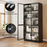 Jartoil Display Cabinet with Glass Doors & Lights, 5-Tier LED Storage Curio Cabinet, Trophy Display, Lighted Display Bookcase for Home Office, Black Jartoil