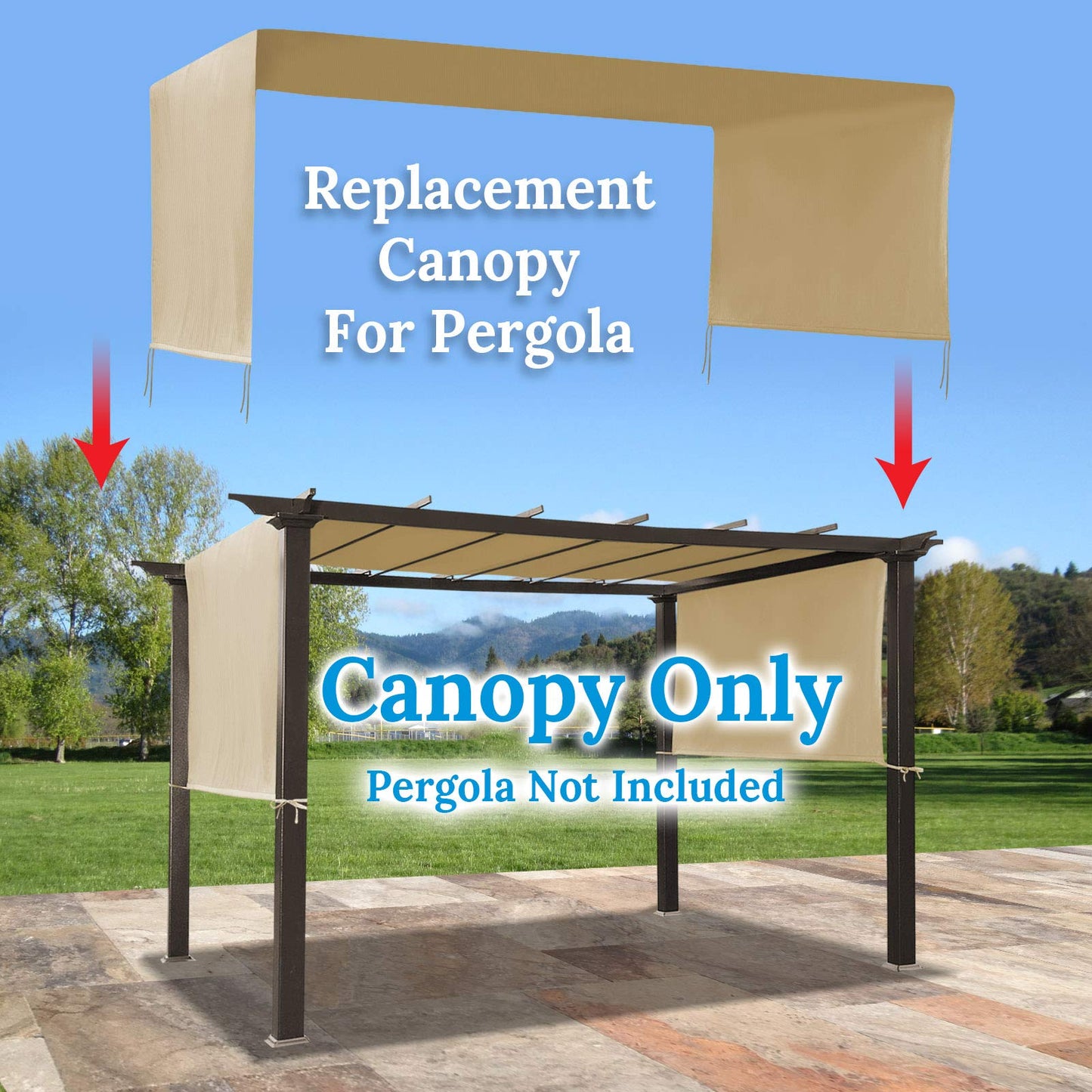 BenefitUSA 17x 6.7 Ft Universal Replacement Canopy for Pergola Structure Outdoor (Canopy Only) (Beige) - WoodArtSupply