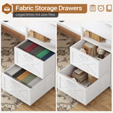 SEDETA 67" L Shaped Desk with Drawers, Computer Office Desk with Storage Shelves & Power Outlet, Reversible Gaming Desk with LED Lights for Home Office, White SEDETA