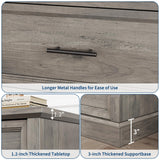 IDEALHOUSE Grey 6 Drawer Dresser for Bedroom, Farmhouse Large Double Chest of Drawers with Metal Handles, Rustic Wooden Dresser for Living Room, Hallway IDEALHOUSE