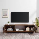 Walker Edison Walton Modern Fluted-Door Low Stand for TVs up to 65 Inches, 58 Inch, Mocha Walker Edison