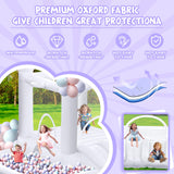 FINCOME White Bounce House, Inflatable Bounce Castle with Double Slide Ball Pit 370W Blower Bouncer for Toddler, Bounce House Bouncy Castle for Indoor Outdoor Backyard Wedding Kids Birthday Party FINCOME