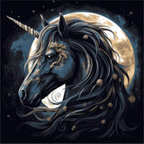 OfFsum Paint by Numbers Black Unicorn Head Super Moon 03 for Adults and Kids DIY Oil Painting Gift Kits Pre-Printed Canvas Art Home Decoration 16x20 inch Frameless OfFsum