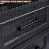 ACCOHOHO 18" Farmhouse Nightstand with Charging Station,End Table with 2 Drawers Storage,Side Table,Bedside Cabinet for Bedroom,Living Room,Black ACCOHOHO