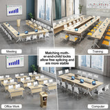 6pcs Folding Conference Room Table, 4.6 FT Mobile Conference Room Table Classroom Tables with Wheels Folding Training Table for Office Classroom Meeting Training (6PCS 55" L) robwibw