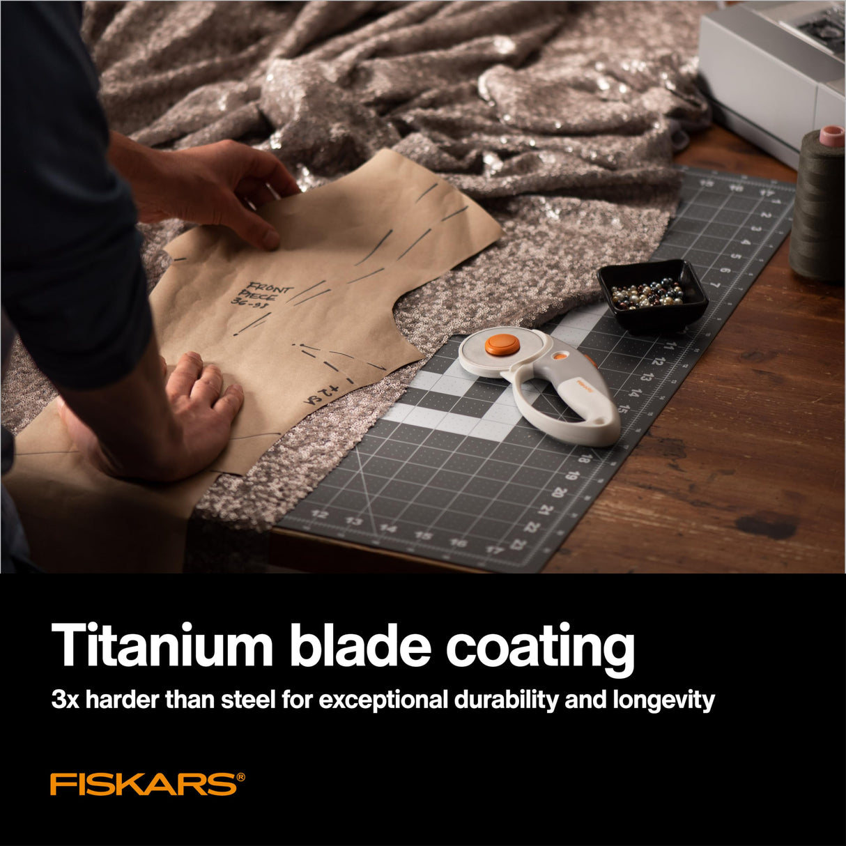 Fiskars 60mm Titanium Blade Loop Rotary Cutter, Softgrip For Fabric, Felt, Vinyl and Crafts Fiskars