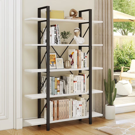YITAHOME 5 Tier Bookshelf, Freestanding 5 Shelf Bookcases and Bookshelves, Modern Minimalist Furniture Open Display Storage Shelves Books Organizer for Living Room Bedroom Home Office, White YITAHOME