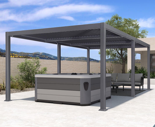 PURPLE LEAF Louvered Pergola 11' x 20' Oversize Patio Aluminum Pergola Modern Outdoor Pergola with Adjustable Roof for Deck Garden Yard Hardtop Gazebo - WoodArtSupply