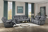 Acme Zubaida Reclining Loveseat with USB Dock and Console in 2-Tone Gray Velvet Acme