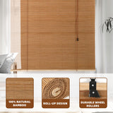 CSBWDLT Bamboo Roller Blinds Shades, Vertical Lifting and Breathable Waterproof Design, Sun Shade and Ventilation, Easy Installation,48" Wx72 H CSBWDLT