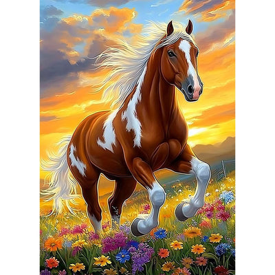 CEOVR Horse Diamond Art Kits for Adults, Horse Running 5D DIY Full Drill Diamond Painting Dots Gem Art, Adult Crafts Kits Arts and Crafts, Wall Decor for Home Office 12x16inch