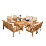 Christopher Knight Home Carolina Acacia Wood Outdoor Sofa Seating 8-Pcs Set in Brown Patina Christopher Knight Home