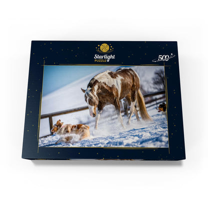 MyPuzzle American Paint Horse On Snow - Premium 500 Piece Jigsaw Puzzle for Adults