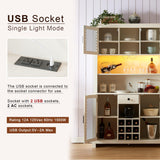 70" Kitchen Pantry Storage Cabinet Rustic Buffet Cabinet, Kitchen Hutch Cabinet with LED Outlets,Food Pantry Cabinet with Doors and Shelves,For Dining Room Living Room (Antique White@Shelves) Brabrety