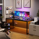 ZenStyle Computer Desk 55" Large Office Desk Computer Table Laptop PC Simple Study Writing Desk for Home Office, Black ZenStyle