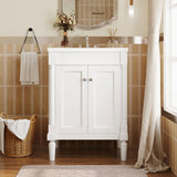 Virubi 24 Inch Bathroom Vanity with Single Sink Combo Set, Modern Bathroom Storage Cabinet with Double Soft Closing Doors, Solid Wood Frame Bathroom Vanities. Virubi