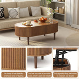 Ludatido 39 Inch Lift Top Coffee Table with 3 Storage for Living Room, Oval Coffee Table with Hidden Compartment, Fully Wooden Center Easy to Assembled for Home Living Room Office Brown Ludatido