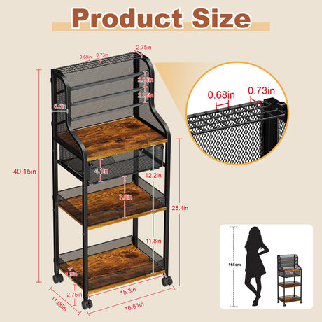 Jakyitvi Large 7-Tier Rolling Utility Cart with Drawer, 40.15in Tall Metal Craft & Art Storage Organizer with Lockable Wheels, Storage for Art Studio, Drawing Room, Paints & Supplies Jakyitvi