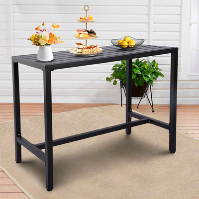 ONLYCTR Outdoor Bar Table, Patio Counter Height Bar Table, 47" Rectangle Bar Table for Patio, Garden, Yard, Balcony, Poolside (Black, 47'')