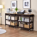 Yaheetech Kitchen Island Cart on Wheels with Bamboo Tabletop, 3-Tier Rolling Kitchen Island Microwave Cart with Drawer, Detachable Towel, 3 Hooks, 17″D × 37.5″W, Espresso Yaheetech