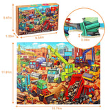 Large Piece Jigsaw Puzzles for Kids Ages 4-6 6-8 8-10 Year Old 100 Pieces Jigsaw Puzzles for Kids Construction Engineering Vehicle Puzzles Educational Toys Gift for Children Boys Girls Ages 4-10 TOCHILD