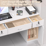 AHB Reception Desk with Counter, Modern Front Table Equipped Lockers & Storage Shelves, 50-inch Checkout Counter with LED Lights & DIY Stripe for Lobbies, Salons, Retail, Home Offices, Reception Room AHB