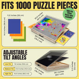 Puzzle Board Tilting with Drawers & Cover Mat - 1000 Pieces Wooden Jigsaw Puzzle Table - 24”x30” Portable Puzzle Board - 3 Tilting Angles & Felt Working Surface - Puzzle Ready Puzzle Ready