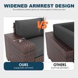 VONZOY Patio Furniture Set with Fire Pit Table, 7 Piece Outdoor Sectional Conversation Sets Wicker Rattan Sectional Sofa with Coffee Table for Patio Garden Backyard, 4'' Thickened Cushion Dark Grey VONZOY