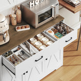 HOSTACK 71" Pantry Cabinet with Charging Station, Tall Kitchen Pantry Storage Cabinet with Microwave Stand, Farmhouse Kitchen Hutch Cabinet with Storage Drawers for Living Room, Dining Room, White HOSTACK