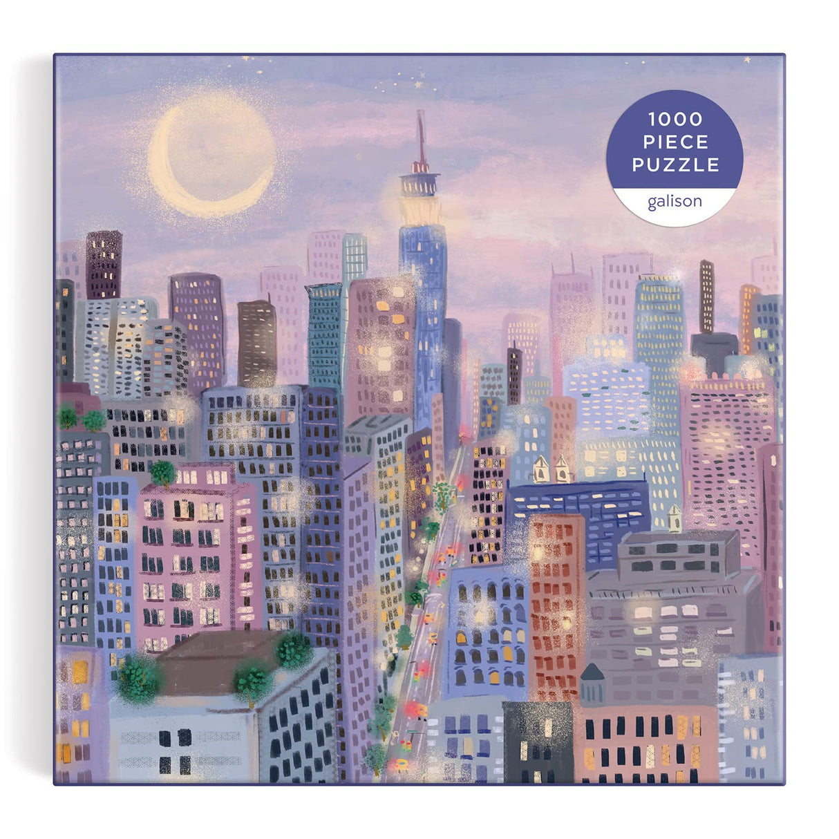 Galison City Lights 1000 Piece Puzzle in a Square Box from Galison - 1000 Piece Puzzle for Adults, Beautiful Illustrations from Joy Laforme, Thick and Sturdy Pieces, Idea Galison