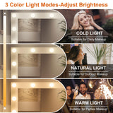 IFSEB Vanity Desk with Mirror and Lights, Glass Top Vanity with Lights & Power Outlet, Makeup Vanity Desk with Lights, White Vanity Table with 3 Color Lighting Modes, Dressing Table for Women, Girls IFSEB