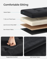 SONGMICS Storage Ottoman, Foldable Small Ottoman Foot Rest, 12.2 x 16.1 Inches Foot Stool, Load up to 286 lb, for Living Room, Bedroom, Dorm, Ink Black ULSF200B01 SONGMICS