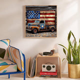 KTHOFCY 5D DIY Diamond Painting Kits for Adults, America Flag Truck Full Drill Embroidery Cross Stitch Crystal Rhinestone Paintings Pictures Arts Wall Decor Painting Dots Kits 11.8X11.8 inch KTHOFCY