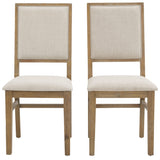 Crosley Furniture Joanna Modern Farmhouse Upholstered Wood Back Dining Chairs Set of 2, Rustic Brown/Creme Crosley Furniture