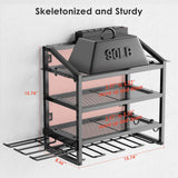 Power Tool Organizer Wall Mount with Charging Station, 4 Layer Storage Rack and Tool Holder for Garage Organization, 6 Drill Holder Wall Mount, 4 Hooks and 6 Outlet Power Strip, Great Men's Gift FULOOPHI