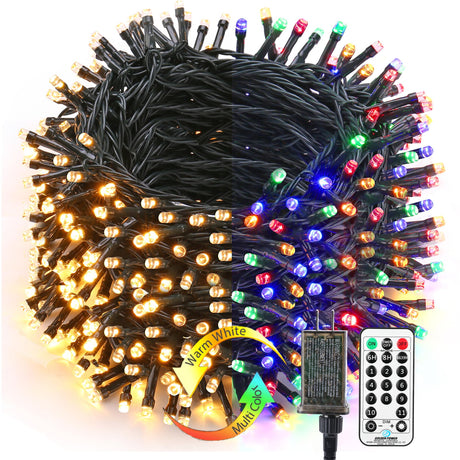 Brizled Christmas Lights, 344.16ft 1000 LED Color Changing Christmas String Lights with Remote, 11 Modes Christmas Tree Lights Warm White & Multicolor Xmas Light Green Wire for Xmas Home Wedding Party Brizled