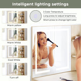 Yechen 35" Boho Makeup Vanity Table with LED Lighted Mirror & Power Strip, Wooden Dressing Table Set with Rattan Drawers, Storage Shelves and Cushioned Stool for Bedroom, Perfect for Girls Women Gift Yechen