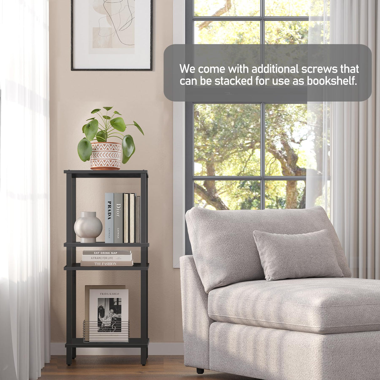 TUTOTAK End Table, Set of 2, Side Table, Nightstand, 2-Tier Storage Shelf, Sofa Table for Small Space, Living Room, Bed Room TB01BK035 TUTOTAK